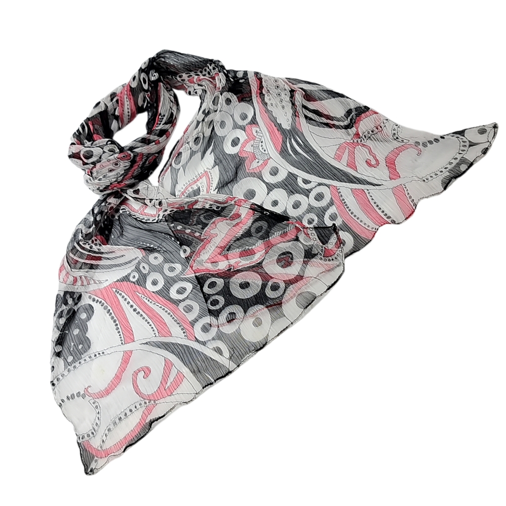 $5 When You Buy 4 Items Marked 👣4/$20. Elegant Pink and Black Sheer Scarf